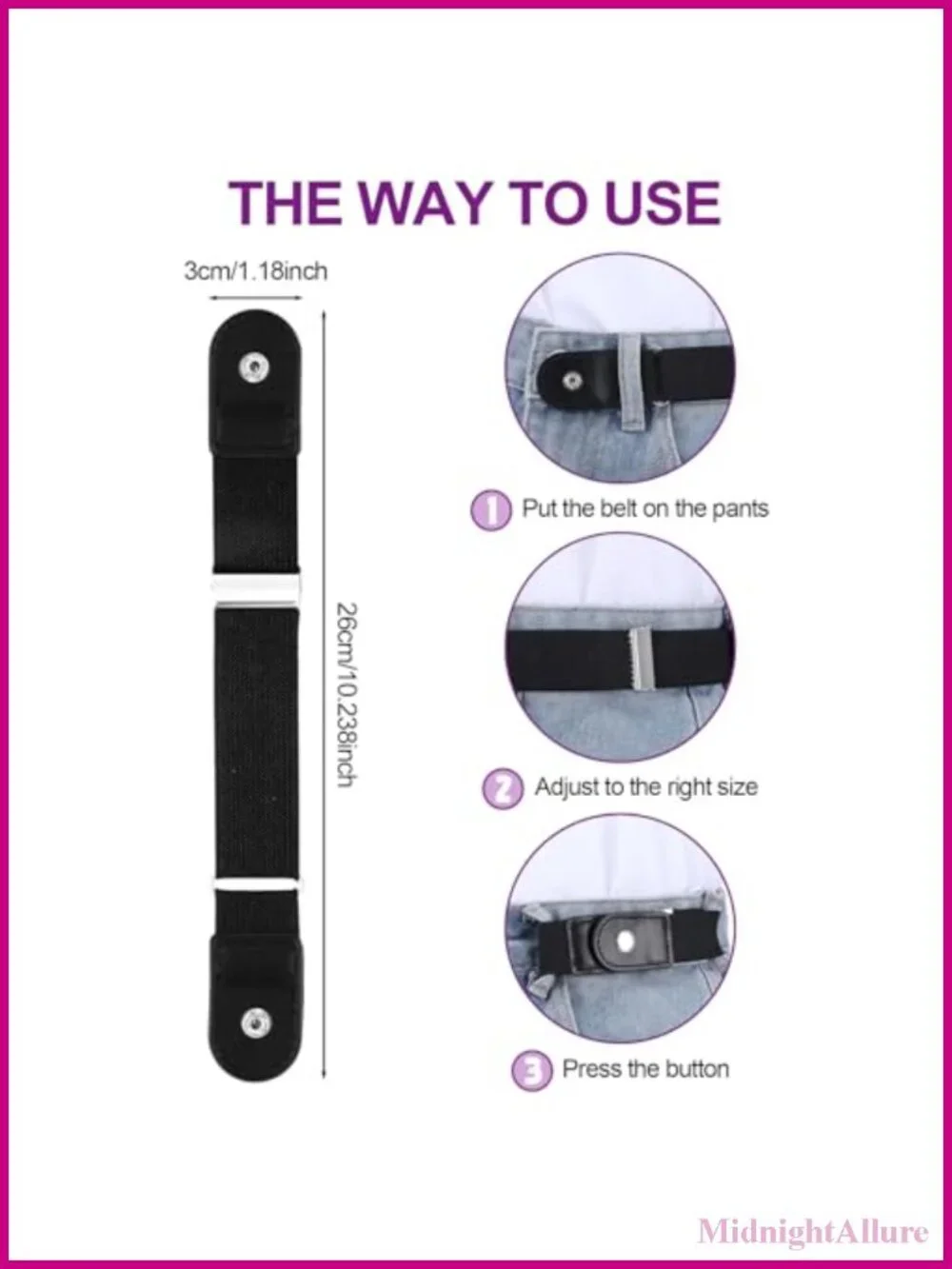 2pcs No Buckle Belt Adjustable Invisible Buckleless Belt Stretch Canvas